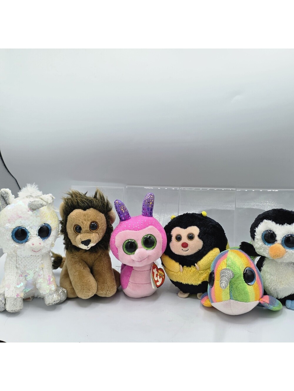 TY Plush Lot of 6 Beanie Boos Ballz Waddles Louie Scooter Diamond Zips Nori